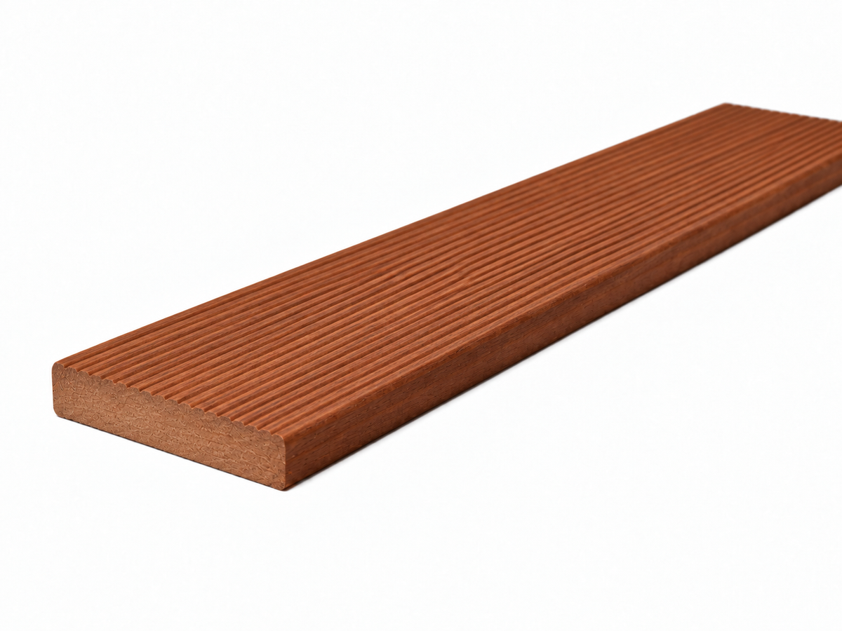 Merbau terasové prkno 21 × 145 mm – hladká/jemná drážka, E4E