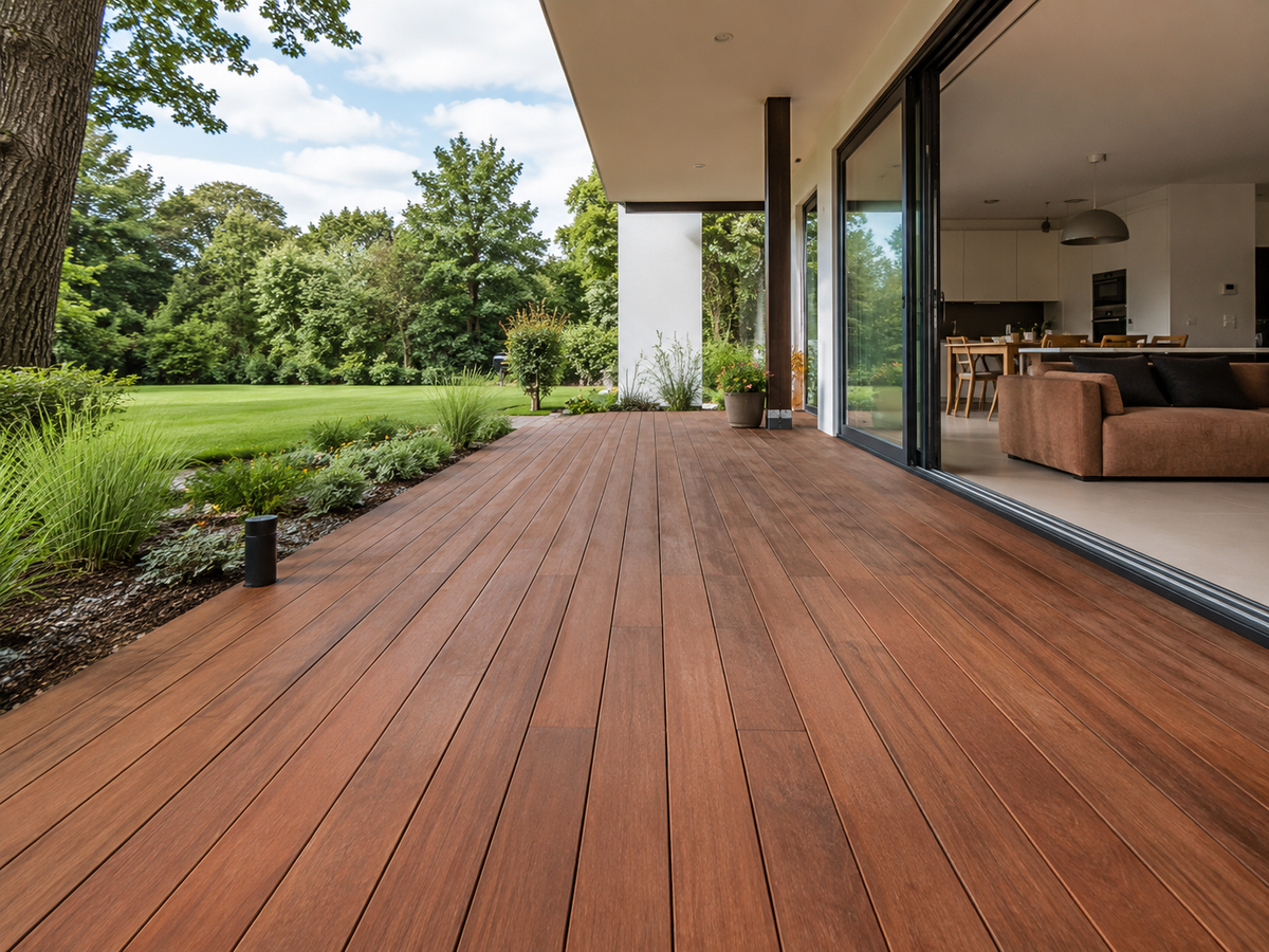Merbau terasové prkno 21 × 145 mm – hladká/jemná drážka, E4E