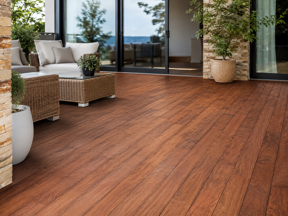 Merbau terasové prkno 21 × 145 mm – hladká/jemná drážka, E4E